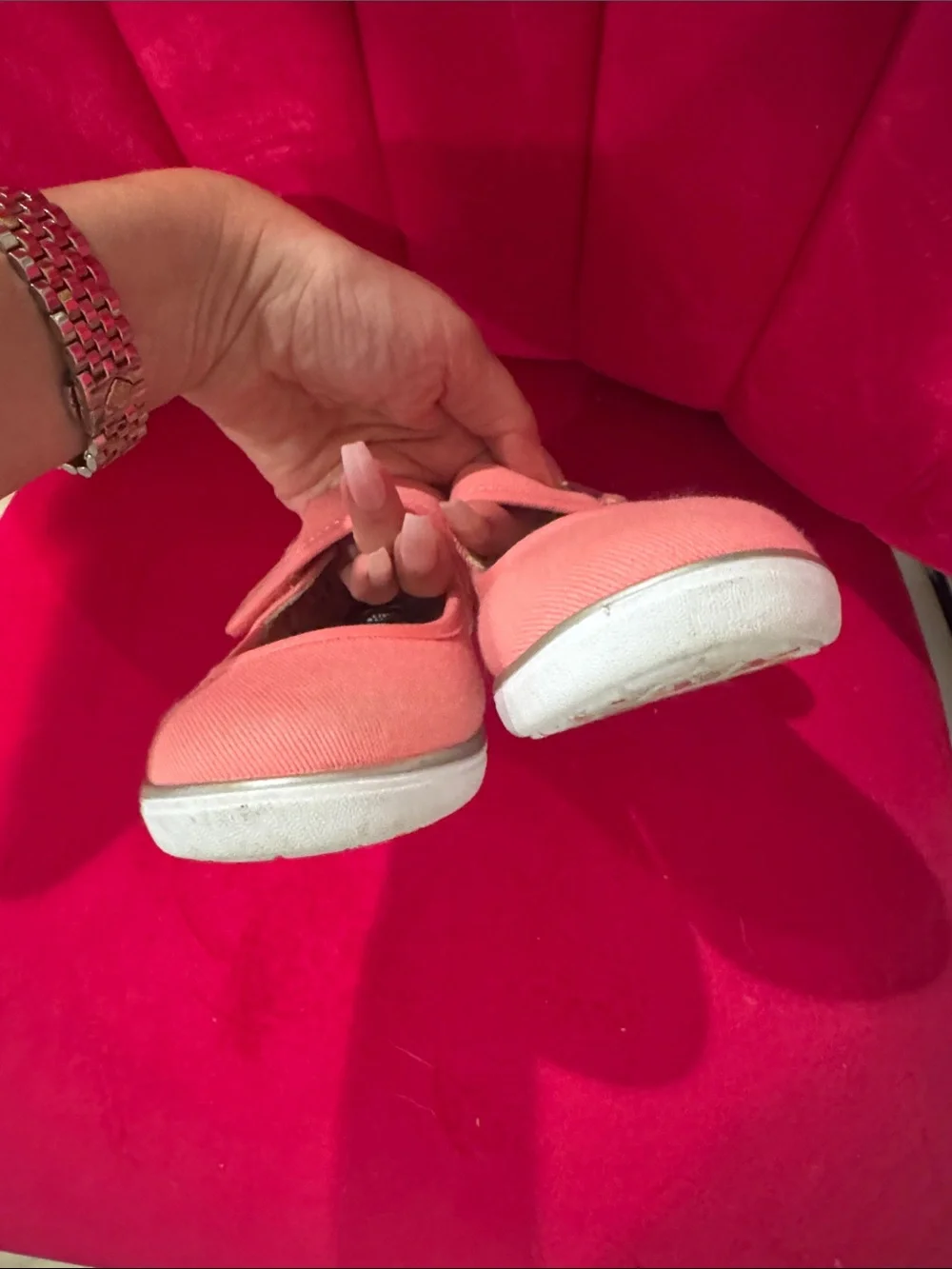 Barely worn Livie & Luca Coral Pink Mary Jane Canvas Shoes